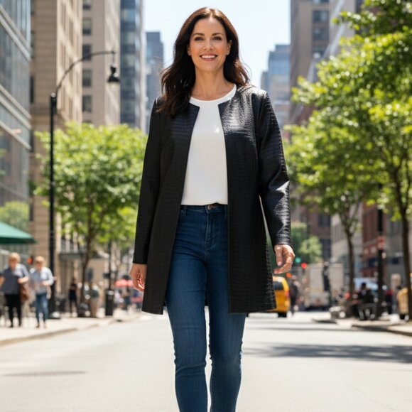 NWOT Chico’s Faux Snakeskin Leather Jacket Women’s Textured Blazer - Picture 1 of 13